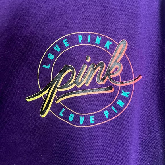 Victoria's Secret PINK Oversized Short Sleeve Campus Tee - Purple - Picture 3 of 6